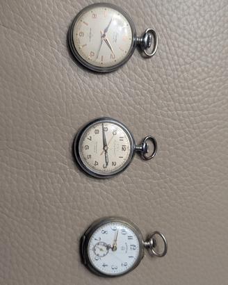 Tre piccoli orologi da taschino d'epoca anni 50"