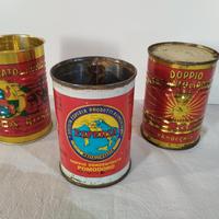 Lotto 3 scatole latta x conserva pomodoro vintage 
