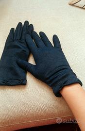 Guanti vintage anni 50 blu traforati 