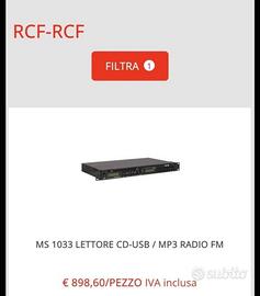 lettore RCF mai usato come nuovo