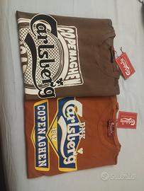 Coppia di T-shirt Carlsberg uomo nuove 