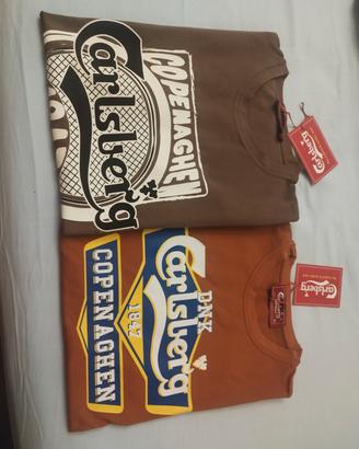 Coppia di T-shirt Carlsberg uomo nuove 