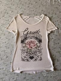 Maglia donna Gaudì bianca maniche corte con stampa