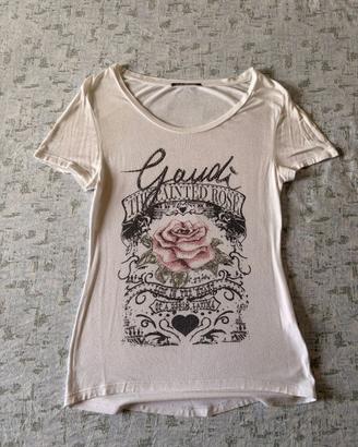 Maglia donna Gaudì bianca maniche corte con stampa