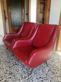 Coppia poltrone vintage anni 50/60 ecopelle origin