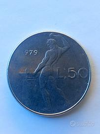 Moneta da 50 lire anno 1979 con errore di conio