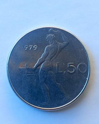 Moneta da 50 lire anno 1979 con errore di conio