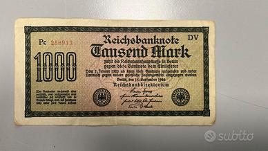 Germania 1000 Mark 1922 Reichsbanknote Weimar