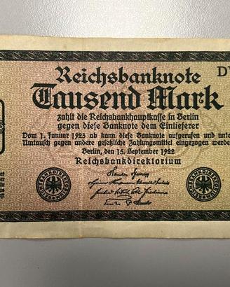 Germania 1000 Mark 1922 Reichsbanknote Weimar