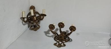 coppia appliques ottone 3 luci vintage