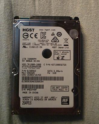 HGST hard disk HDD interno 1 TB 2.5"