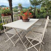 Set Ferro Battuto Tavolo + 4 Sedie Pieghevoli