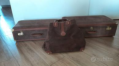 Set 2 valigie + 1 borsa vintage in Alcantara
