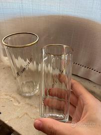 Set 6 bicchieri vintage in vetro striato amicizia