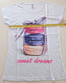 Maglietta T-Shirt donna NAMSO taglia XXL Macarons