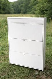 Scarpiera in legno bianco - 3 scomparti