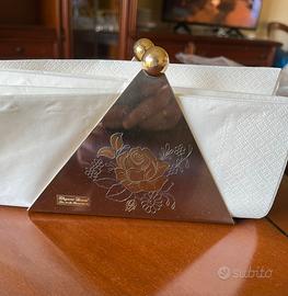 Portatovaglioli inox 18/10 e oro 24 carati