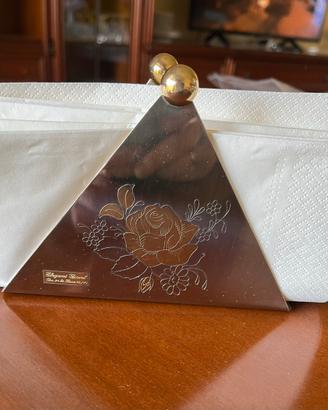 Portatovaglioli inox 18/10 e oro 24 carati