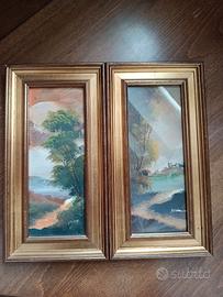 Coppia Dipinti Paesaggi Vintage "Canetta Milano" –