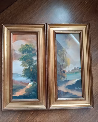 Coppia Dipinti Paesaggi Vintage "Canetta Milano" –