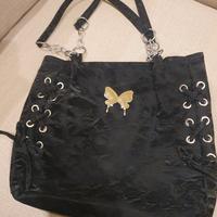 Borsa a spalla in velluto nera 