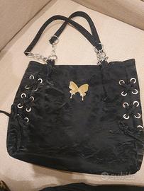 Borsa a spalla in velluto nera 