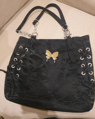 Borsa a spalla in velluto nera 