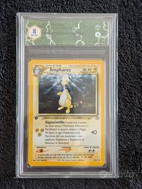 Pokemon Ampharos First Edition Graad 8 ERROR SLAB!