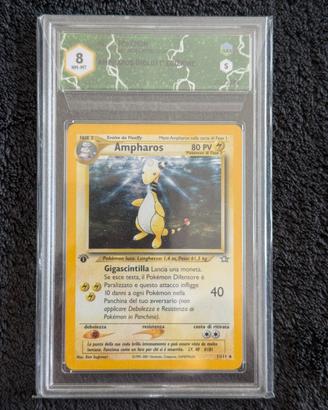 Pokemon Ampharos First Edition Graad 8 ERROR SLAB!