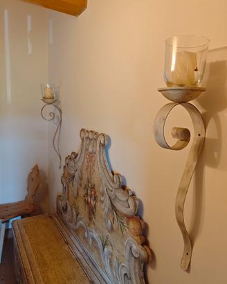 Coppia di applique/ porta candele da parete 