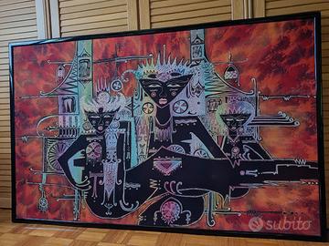 quadro batik con cornice nera misura 145 x 42 cm