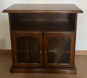 Mobiletto Credenza in legno massello con vetrina