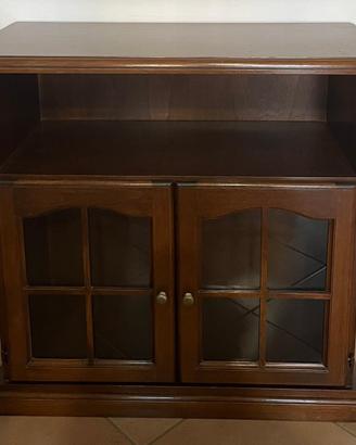 Mobiletto Credenza in legno massello con vetrina