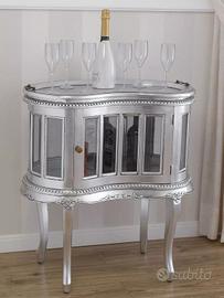 Tavolino Coloniale vetrina bar portabottiglie
