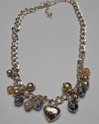 15_Collana Guess con charms sfere e cuore 20 cm. 