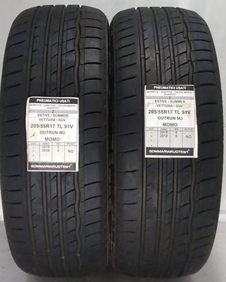 2 PNEUMATICI USATI 205/55R17 91V M3 MOMO GOMME EST