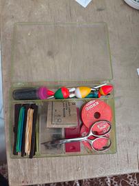 Kit da pesca vintage, cassetta accessori da pesca