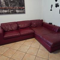 DIVANO VERA PELLE 3 POSTI CON PENISOLA