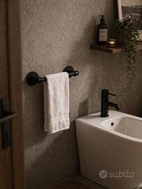 Porta salviette  bidet industrial nero, stile loft