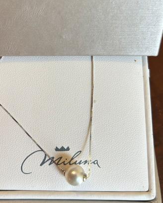 Collana Miluna in oro 18 carati 750 e perla nuova