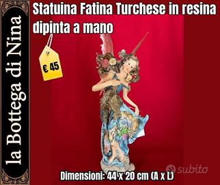 Statuina Fatina Turchese in resina dipinta a mano,