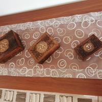 3 cofanetti legno intagliati a mano con intarsi