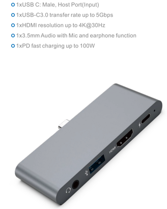 Stazione di aggancio USBC-HDMI, 4K, USB3.0, Audio