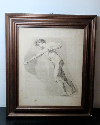 Incisione antica del '700 nudo accademico