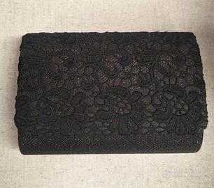 Pochette nera glitter, nuova, mis.18x12x6cm