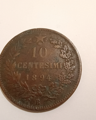 Moneta rara da collezione 10 centesimi del 1894