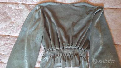 blusa cropped metallizzata pull&bear s