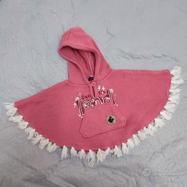 poncho rosa con cappuccio per neonata
