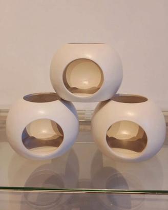 Set 3 Portacandele Bruciatori  Essenze in Ceramica