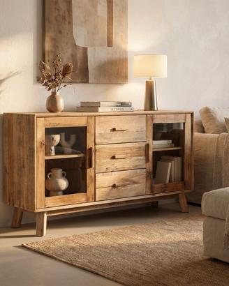 Credenza Legno Pino Riciclato 3 Cassetti Vintage